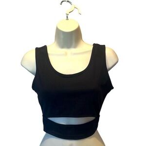 New Women’s Black Cut Out Cropped Tank Top Size Small NWOT